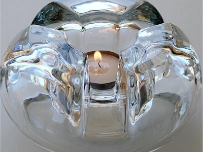 Vintage Glas Stövchen Teewärmer schwer, 3 Teelichthalter