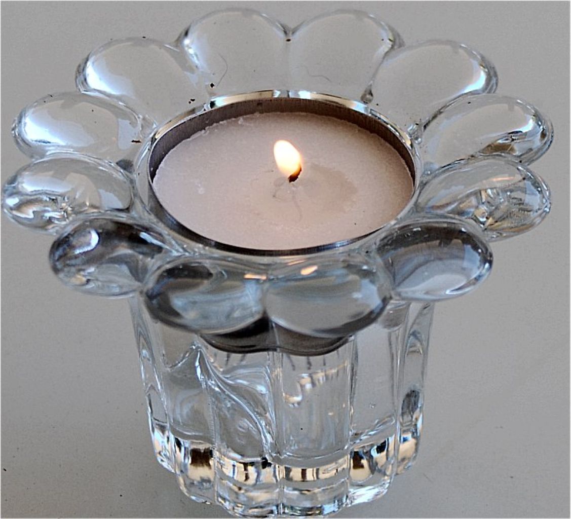 Vintage Glas Stövchen Teewärmer schwer, 3 Teelichthalter