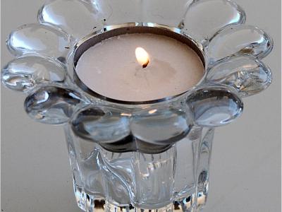 Vintage Glas Stövchen Teewärmer schwer, 3 Teelichthalter