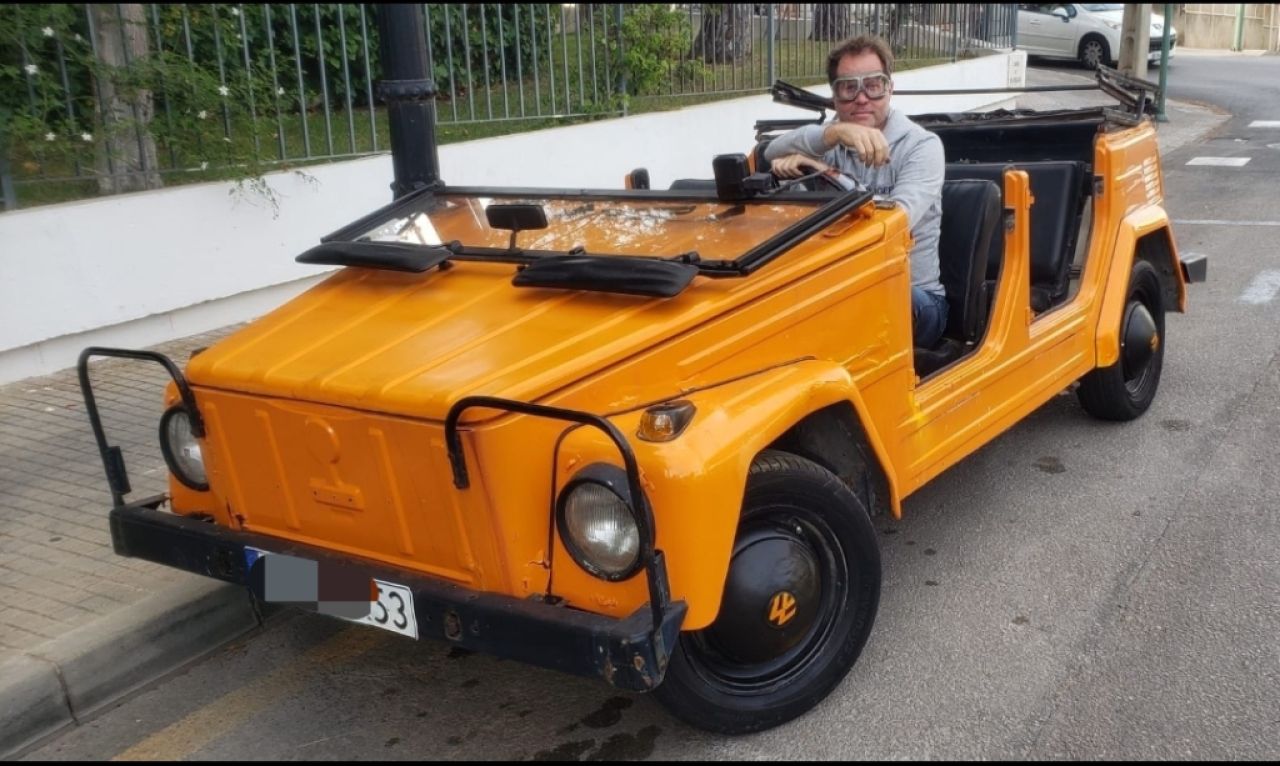 VW 181 Kübel 1971 with historic Spanish concentration camp