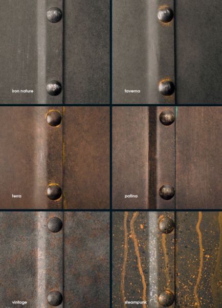 Wall and pendant lamps made of forged steel