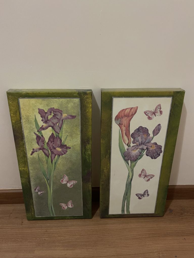 Wandbilder 2 Stück mit Blumen Motiven