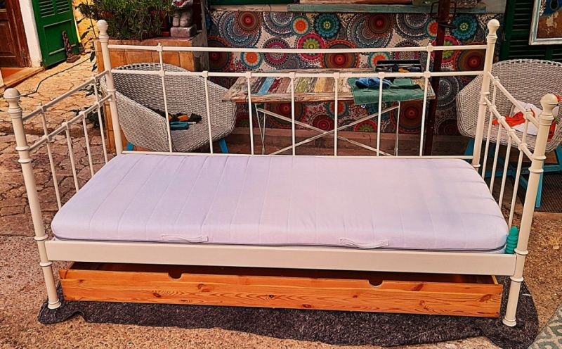 White Ikea metal bed