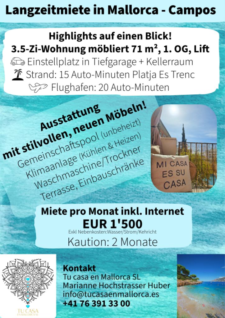 Wohnung möbliert - Langzeitmiete im Süden in CAMPOS ab Dezember 2025!
