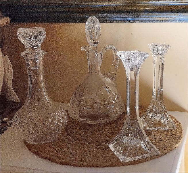 Gorgeous Crystal Candlesticks and Bottles