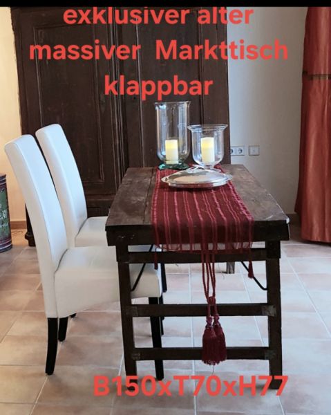 Wunderschöner alter Markttisch 150x70 massiv & klappbar