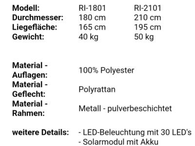 XXL LED-Sonneninsel Gartenliege Polyrattan Sitzgruppe Liege Insel NEU grau 210 Solarmodul