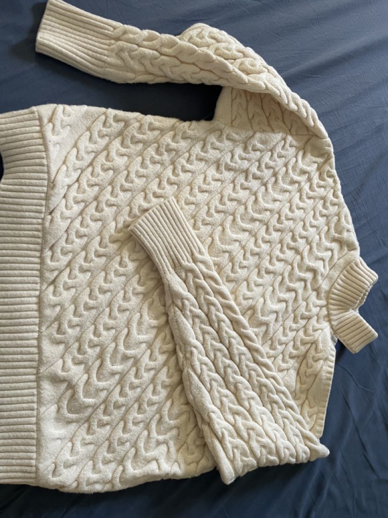 ZARA sweater, light with a cutout at the left shoulder